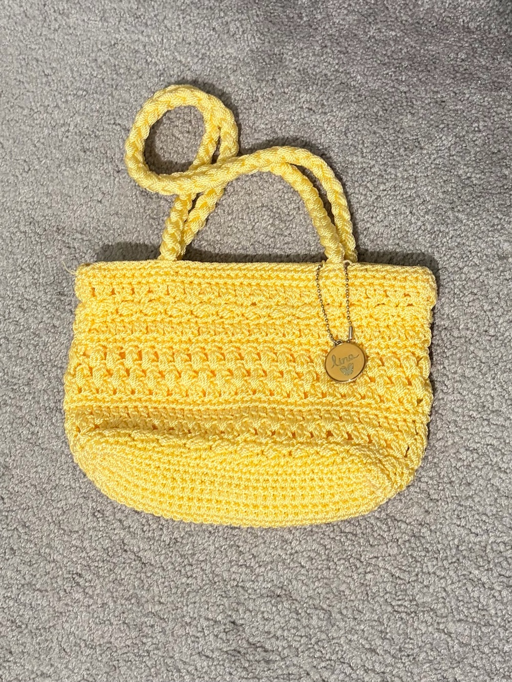 Lina Yellow Crochet Tote with Braided Handles